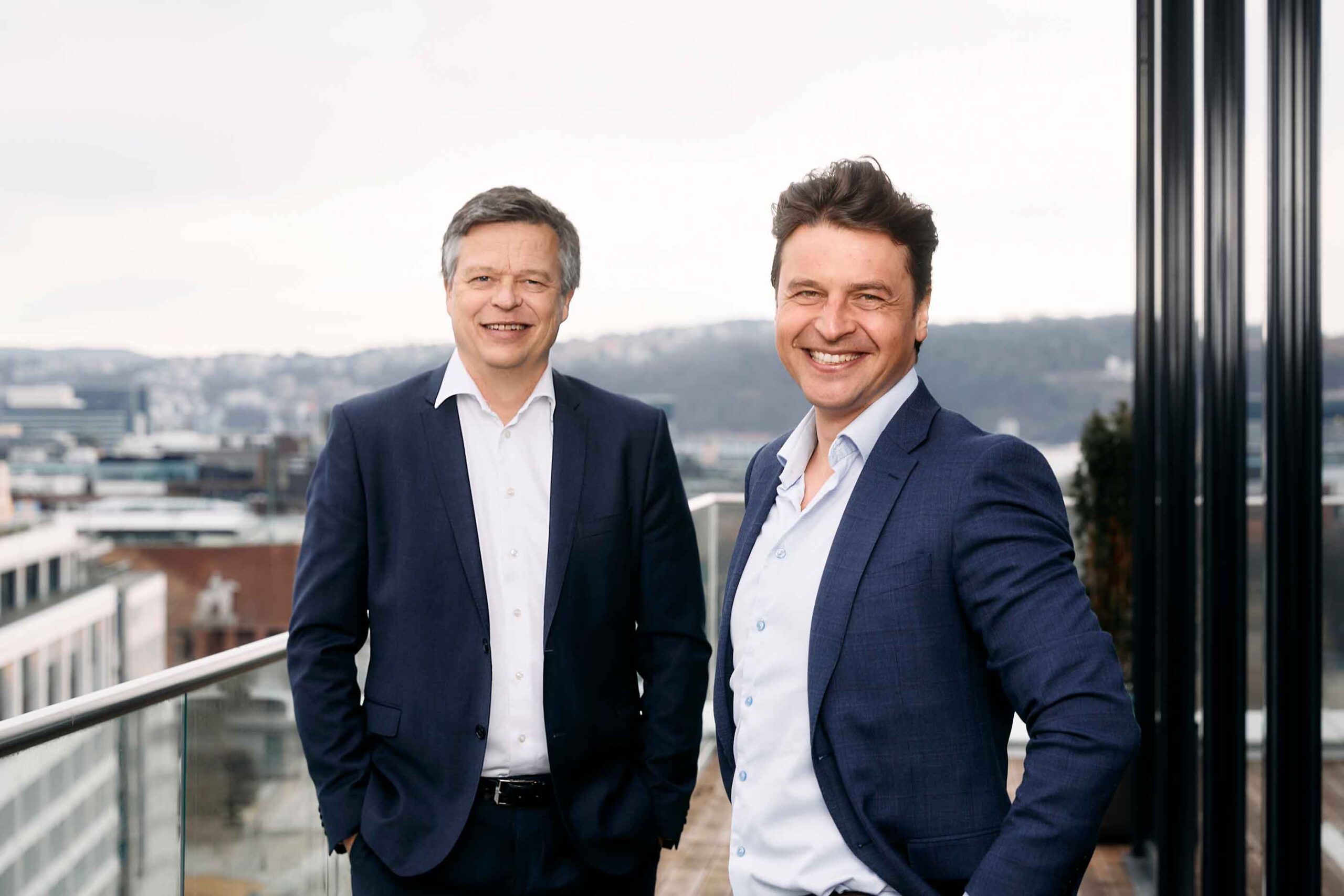 Investeringsdirektør Tom Erik Myrland (til venstre) og konsernsjef Morten Borge
